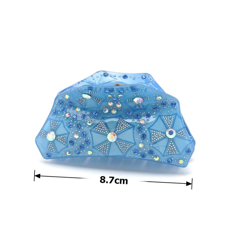 Заколка-краб для волос из французского пластика со стразами (8093) вариант 06