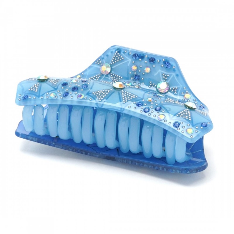 Заколка-краб для волос из французского пластика со стразами (8093) вариант 06