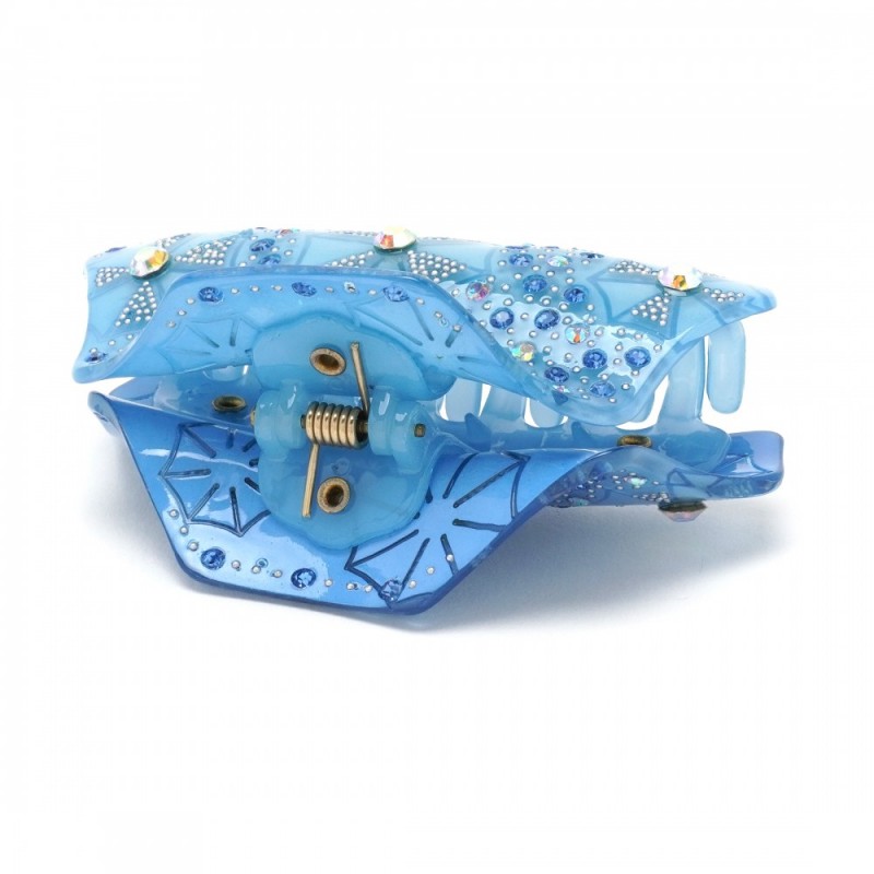 Заколка-краб для волос из французского пластика со стразами (8093) вариант 06