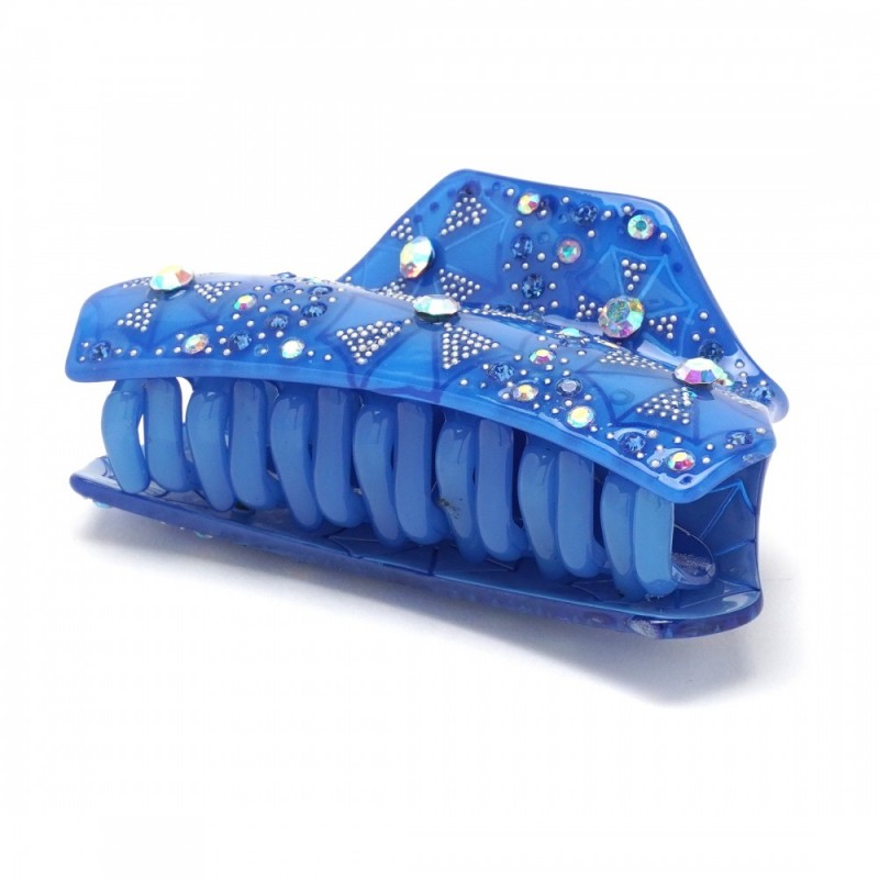 Заколка-краб для волос из французского пластика со стразами (8093) вариант 07