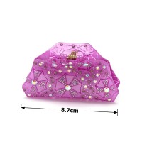 Заколка-краб для волос из французского пластика со стразами (8093) вариант 08