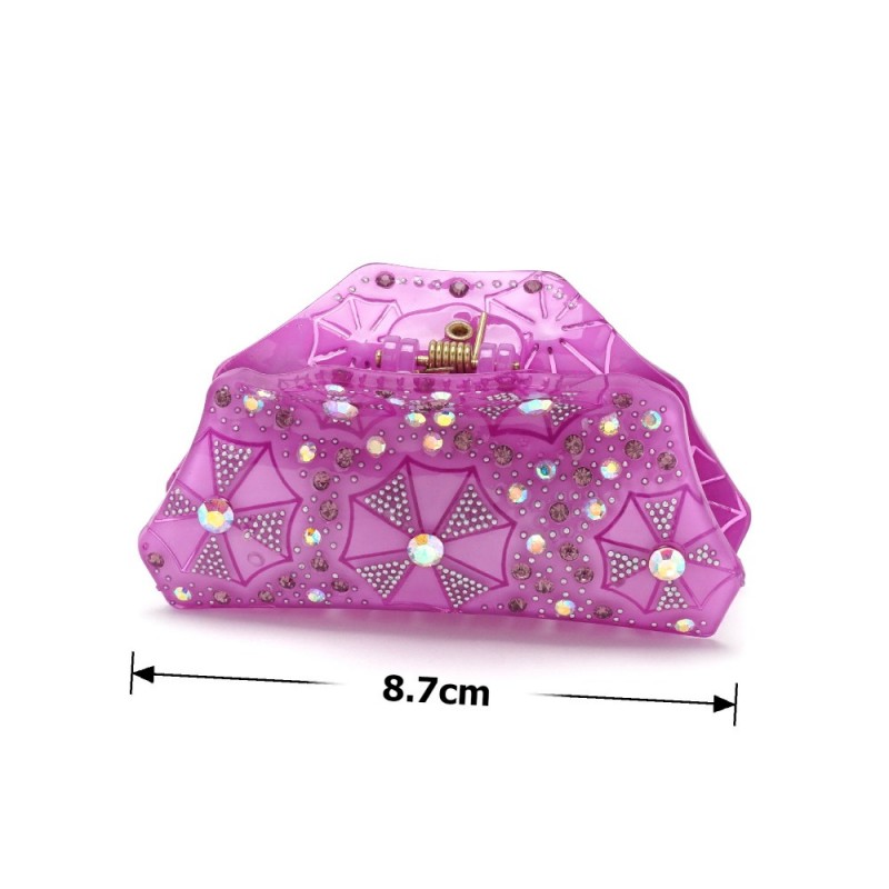 Заколка-краб для волос из французского пластика со стразами (8093) вариант 08