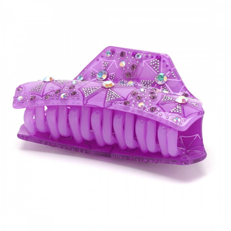 Заколка-краб для волос из французского пластика со стразами (8093) вариант 08