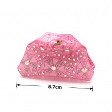 Заколка-краб для волос из французского пластика со стразами (8093) вариант 09