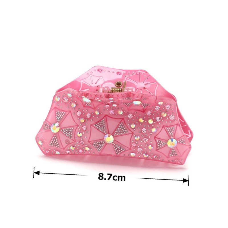 Заколка-краб для волос из французского пластика со стразами (8093) вариант 09