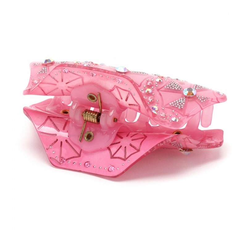 Заколка-краб для волос из французского пластика со стразами (8093) вариант 09