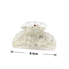 Заколка-краб для волос из французского пластика со стразами (8094) вариант 01