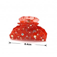 Заколка-краб для волос из французского пластика со стразами (8094) вариант 02