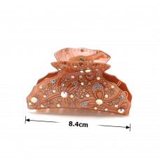 Заколка-краб для волос из французского пластика со стразами (8094) вариант 03