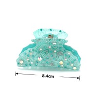 Заколка-краб для волос из французского пластика со стразами (8094) вариант 05