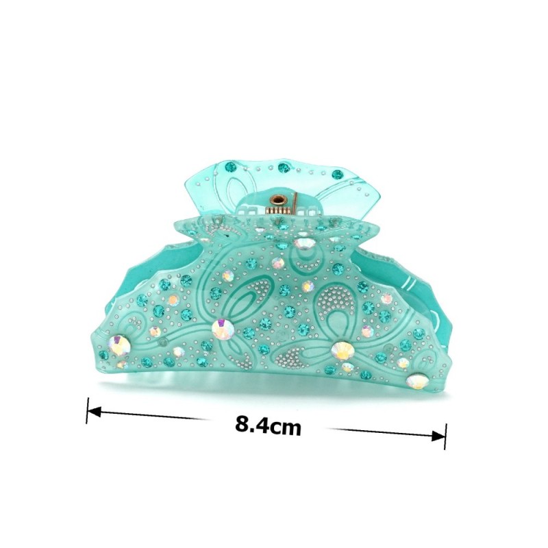 Заколка-краб для волос из французского пластика со стразами (8094) вариант 05