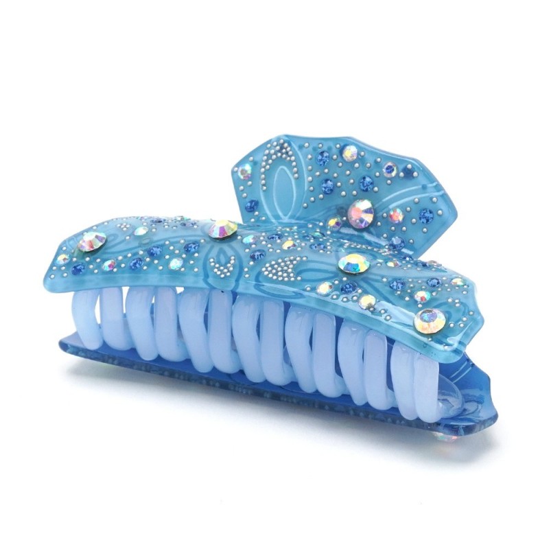 Заколка-краб для волос из французского пластика со стразами (8094) вариант 06