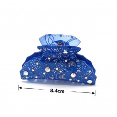 Заколка-краб для волос из французского пластика со стразами (8094) вариант 07