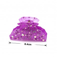 Заколка-краб для волос из французского пластика со стразами (8094) вариант 08