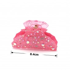 Заколка-краб для волос из французского пластика со стразами (8094) вариант 09