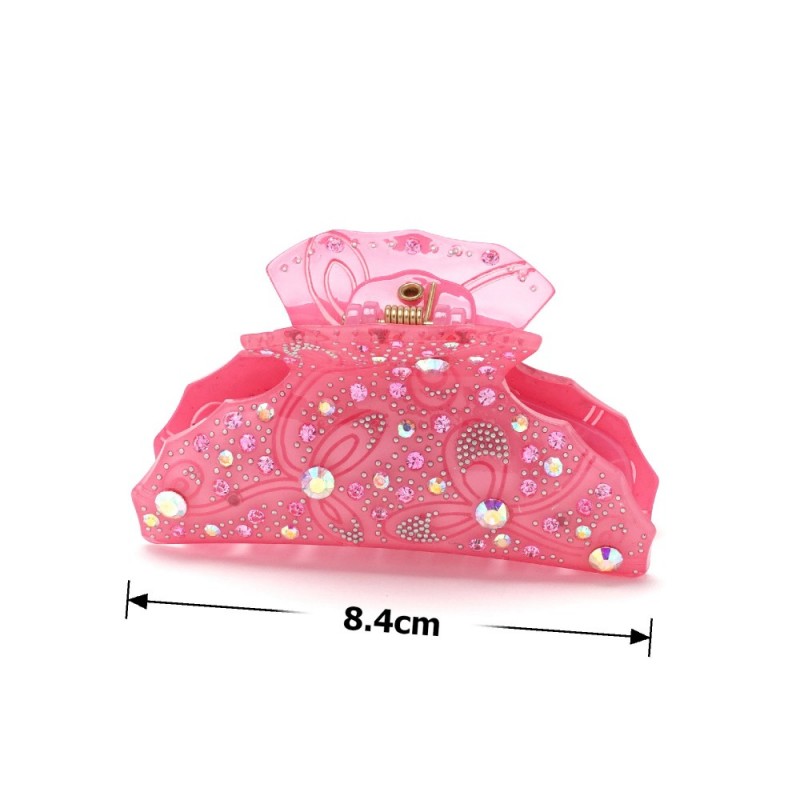 Заколка-краб для волос из французского пластика со стразами (8094) вариант 09