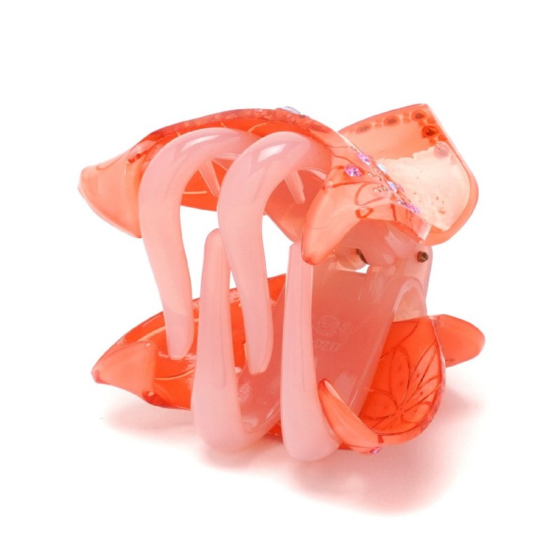 Заколка-краб для волос из французского пластика со стразами (8467) вариант 01