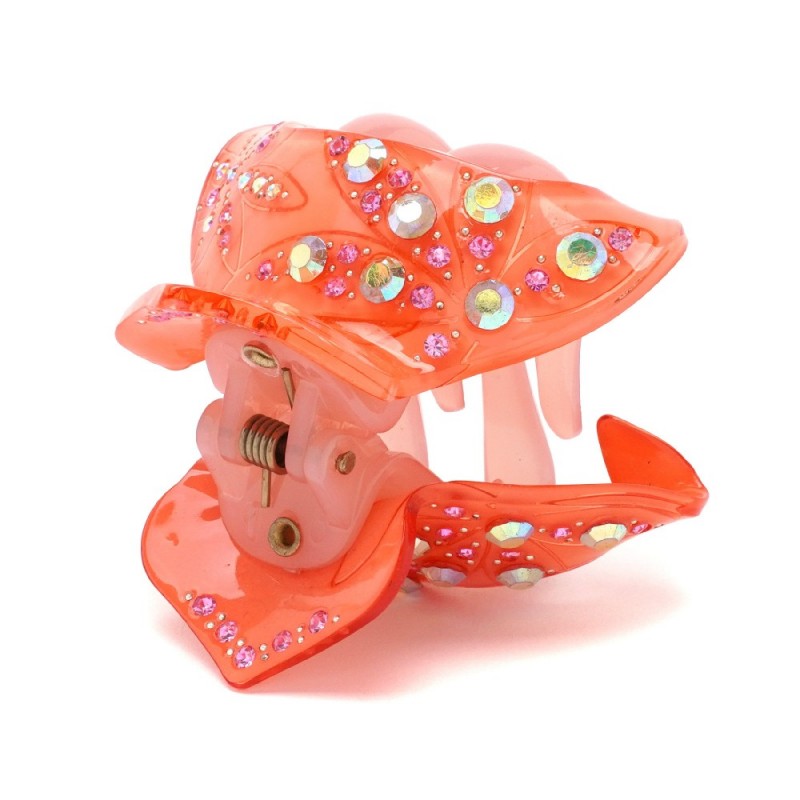 Заколка-краб для волос из французского пластика со стразами (8467) вариант 01