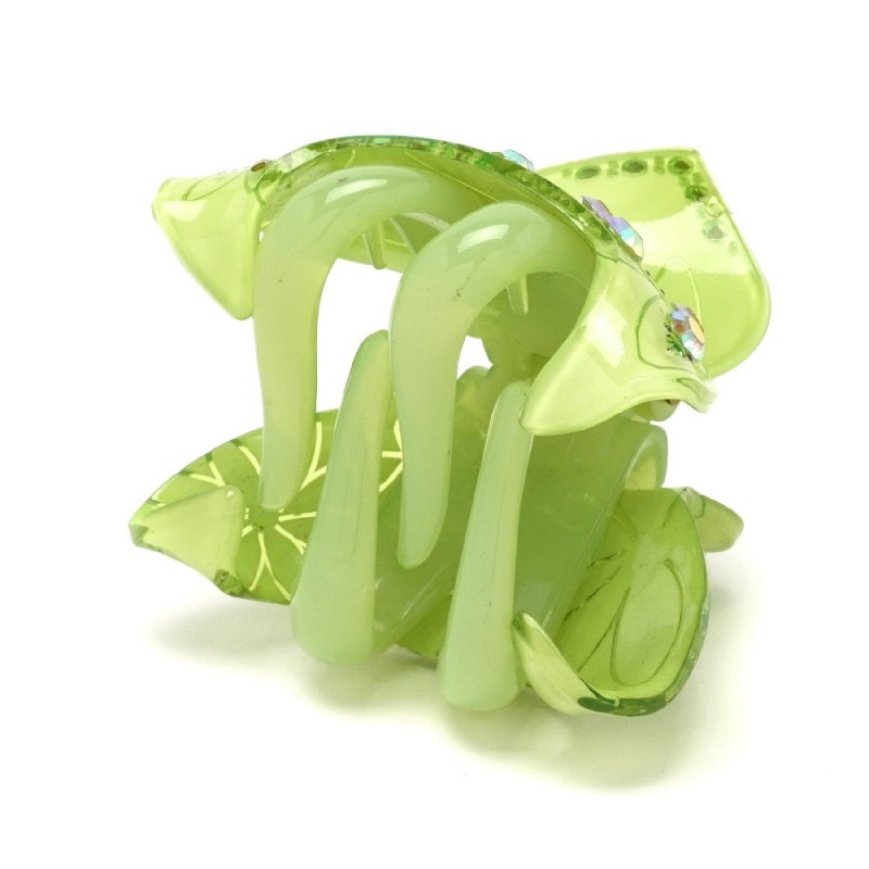 Заколка-краб для волос из французского пластика со стразами (8467) вариант 02