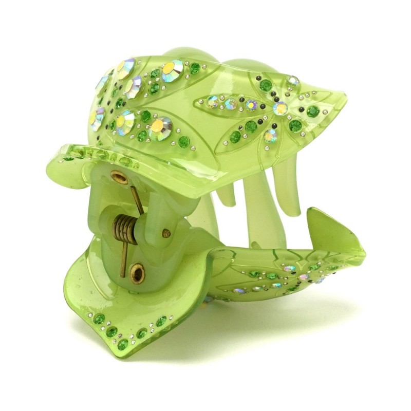 Заколка-краб для волос из французского пластика со стразами (8467) вариант 02