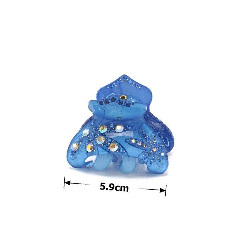 Заколка-краб для волос из французского пластика со стразами (8467) вариант 04