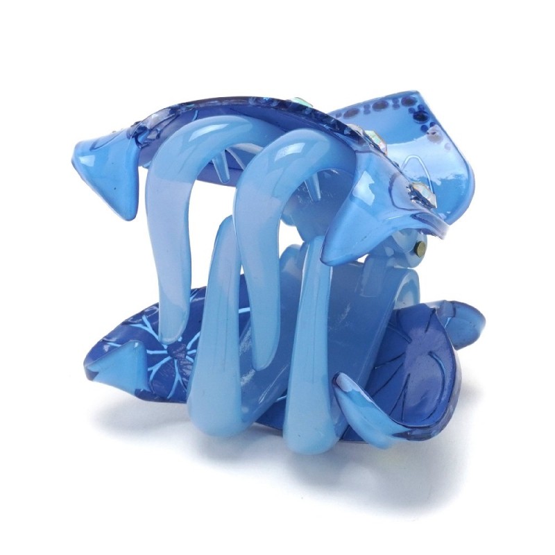 Заколка-краб для волос из французского пластика со стразами (8467) вариант 04