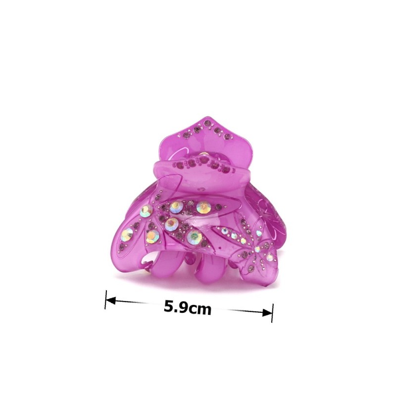 Заколка-краб для волос из французского пластика со стразами (8467) вариант 05