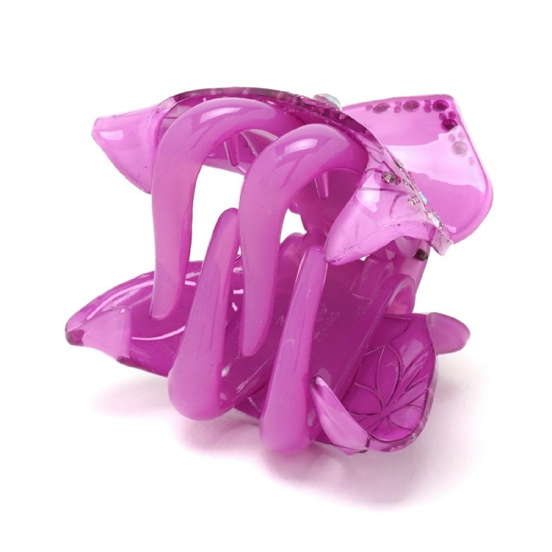 Заколка-краб для волос из французского пластика со стразами (8467) вариант 05