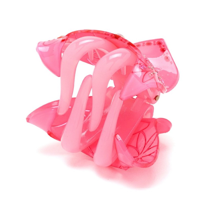 Заколка-краб для волос из французского пластика со стразами (8467) вариант 06