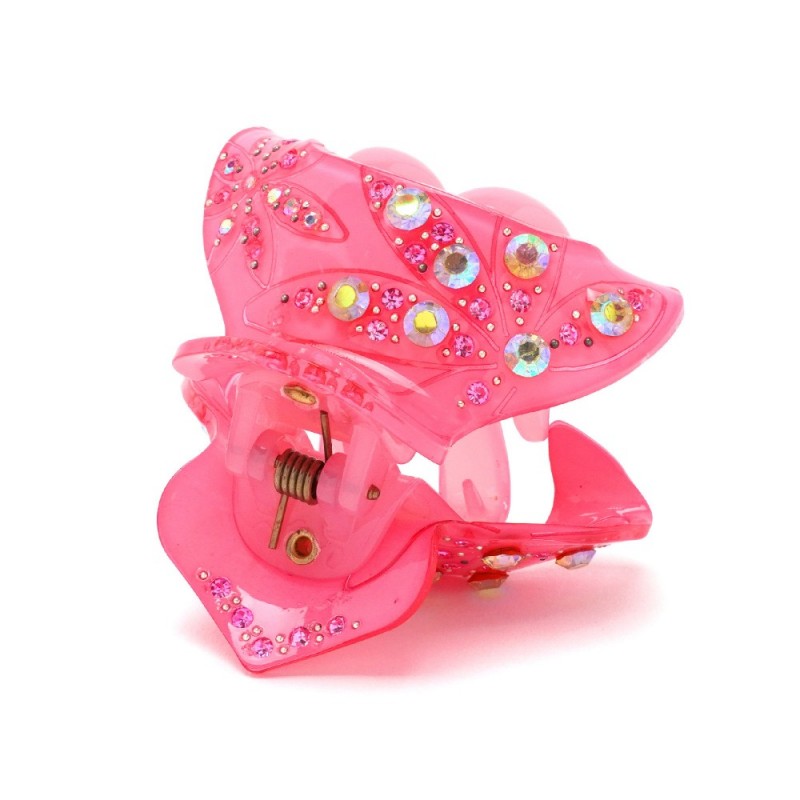 Заколка-краб для волос из французского пластика со стразами (8467) вариант 06