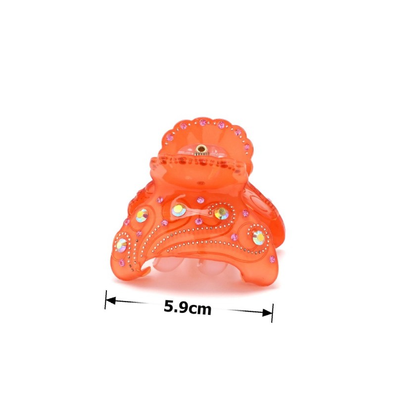 Заколка-краб для волос из французского пластика со стразами (8468) вариант 01