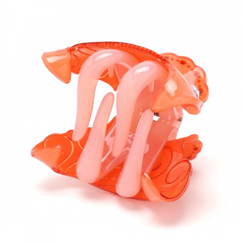 Заколка-краб для волос из французского пластика со стразами (8468) вариант 01