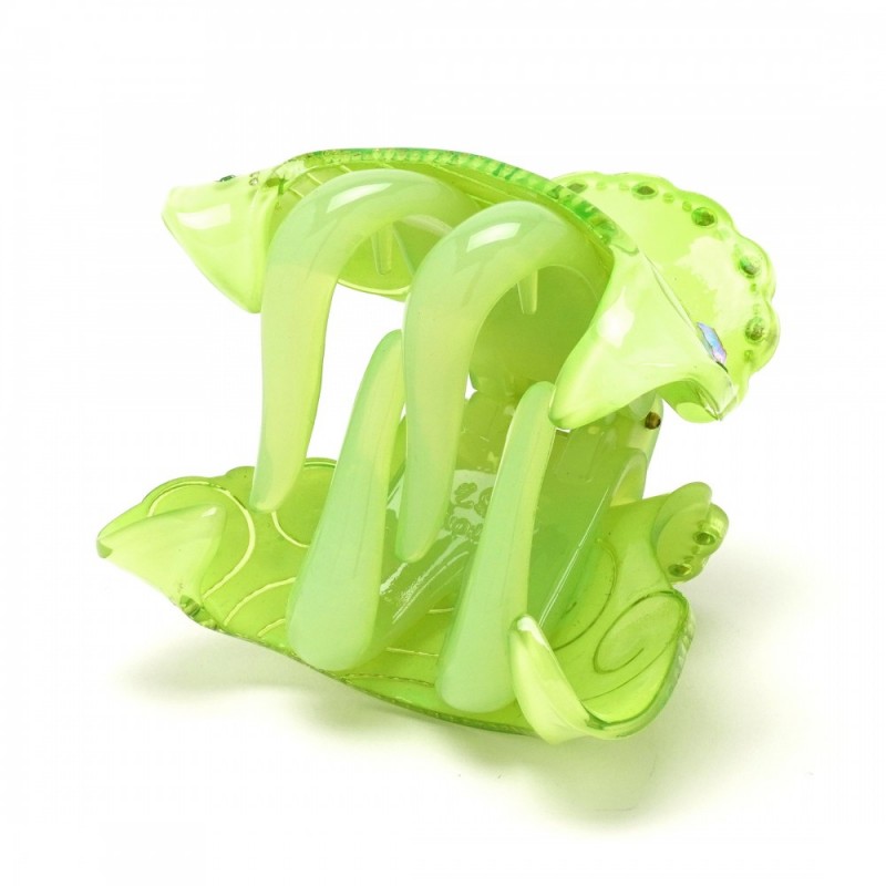 Заколка-краб для волос из французского пластика со стразами (8468) вариант 02