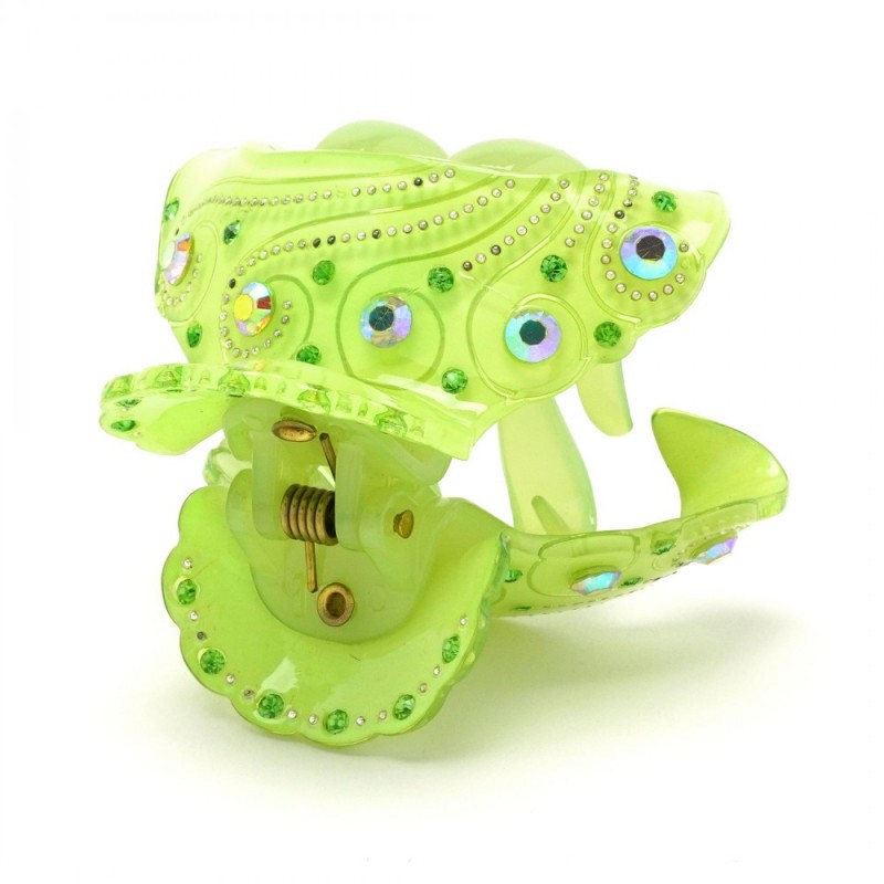 Заколка-краб для волос из французского пластика со стразами (8468) вариант 02