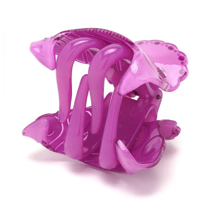 Заколка-краб для волос из французского пластика со стразами (8468) вариант 05