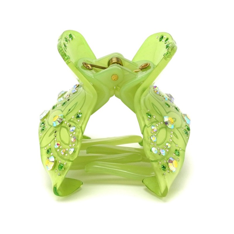 Заколка-краб для волос из французского пластика со стразами (8469) вариант 03