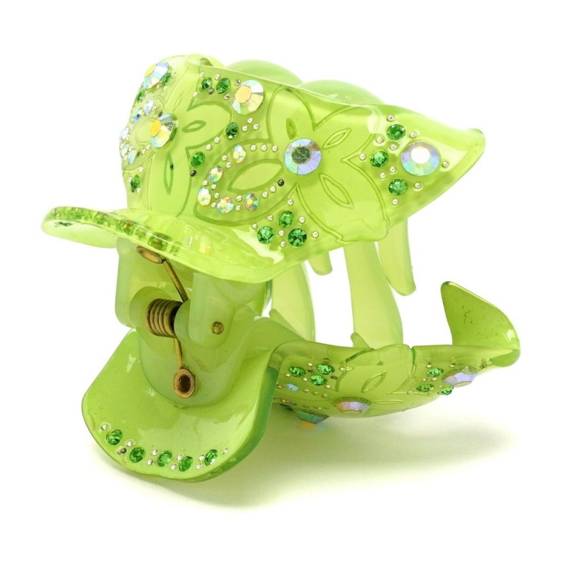 Заколка-краб для волос из французского пластика со стразами (8469) вариант 03