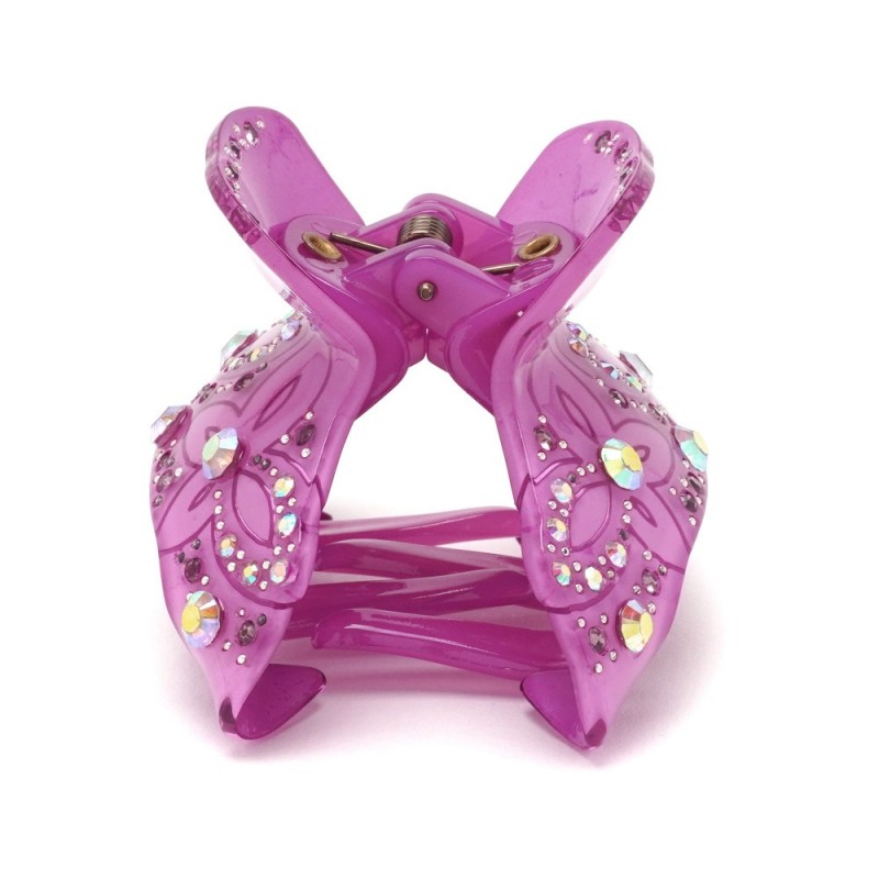 Заколка-краб для волос из французского пластика со стразами (8469) вариант 06