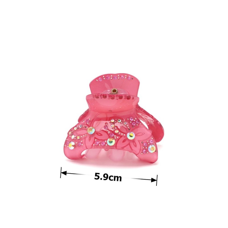 Заколка-краб для волос из французского пластика со стразами (8469) вариант 07