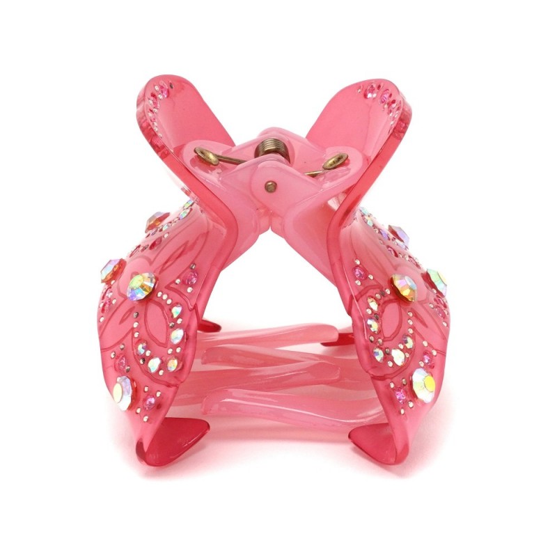 Заколка-краб для волос из французского пластика со стразами (8469) вариант 07