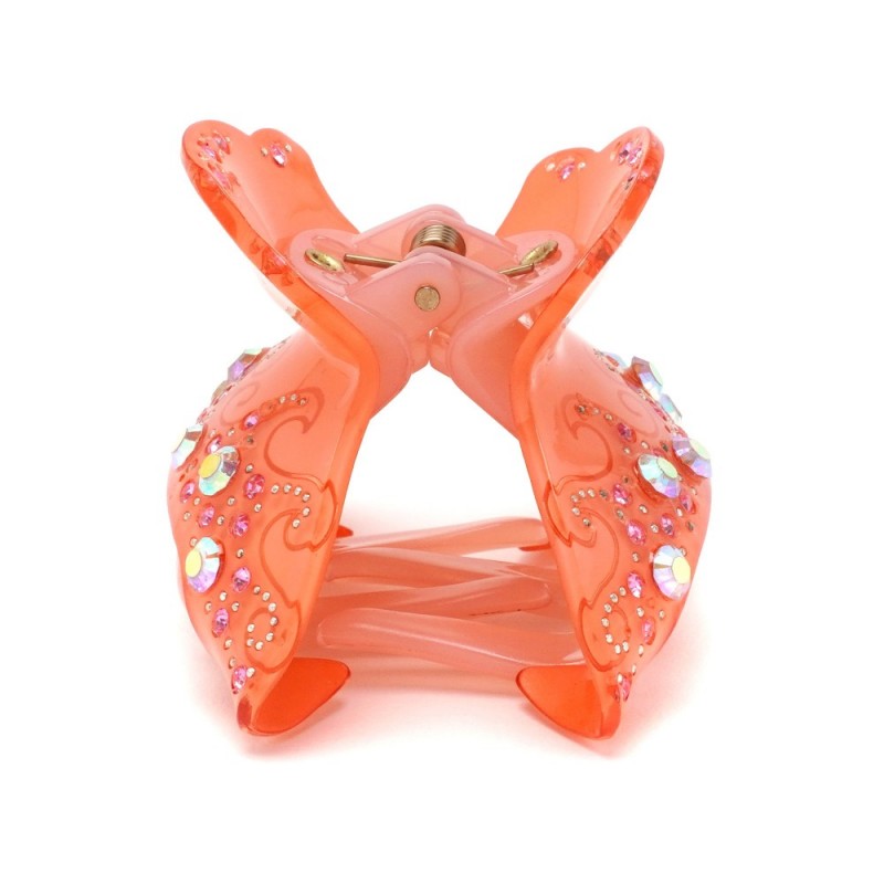 Заколка-краб для волос из французского пластика со стразами (8470) вариант 04