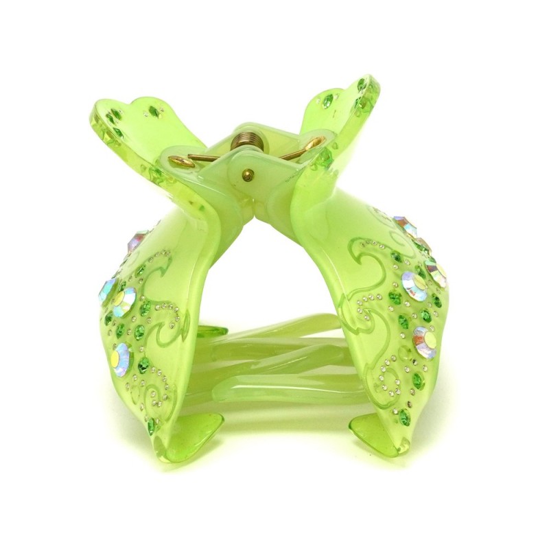 Заколка-краб для волос из французского пластика со стразами (8470) вариант 05