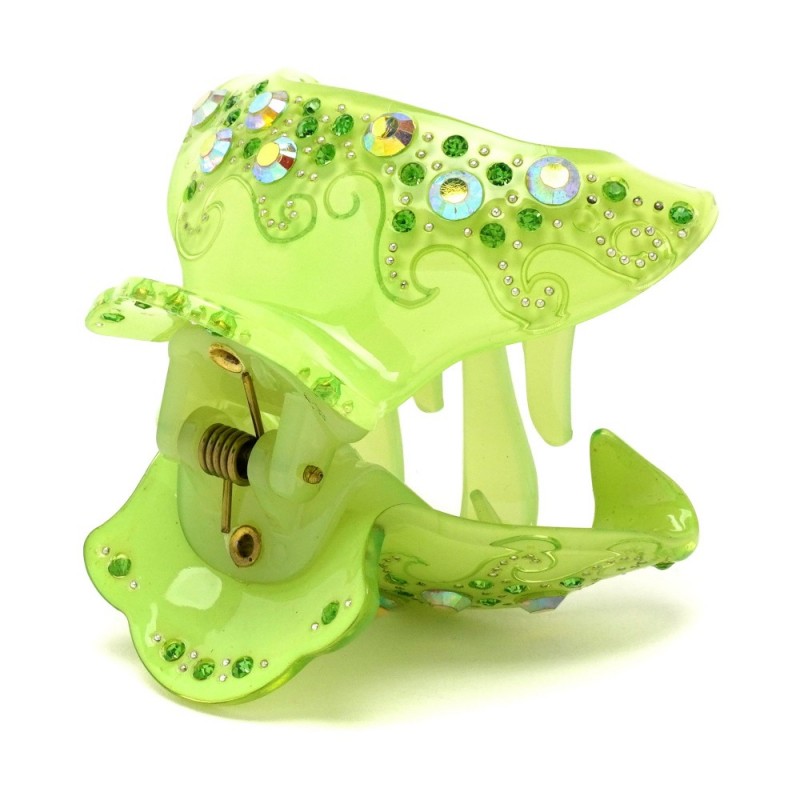 Заколка-краб для волос из французского пластика со стразами (8470) вариант 05