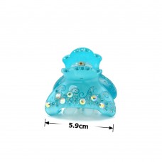 Заколка-краб для волос из французского пластика со стразами (8470) вариант 06