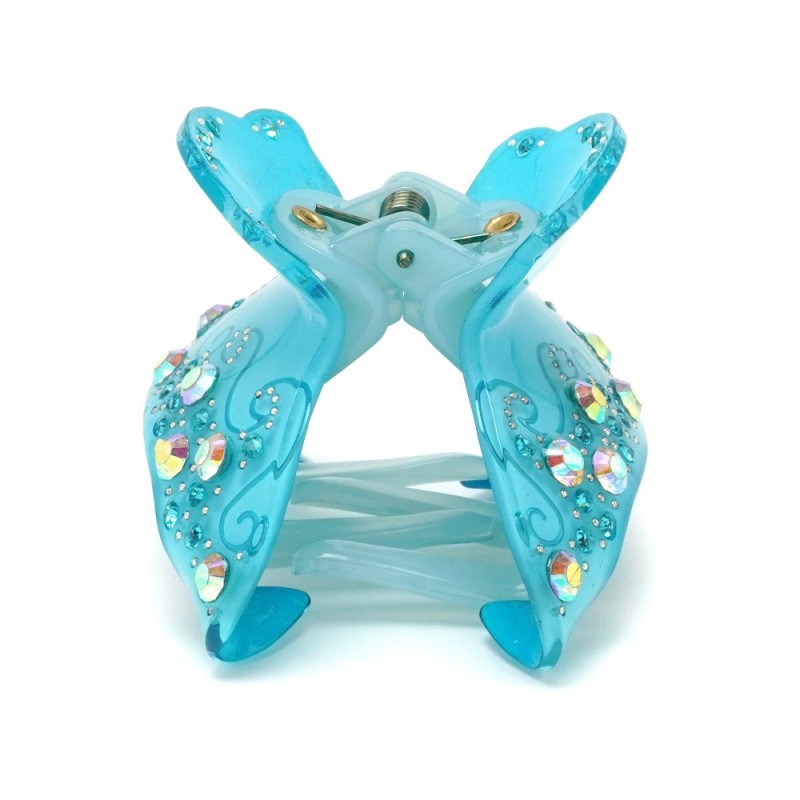 Заколка-краб для волос из французского пластика со стразами (8470) вариант 06