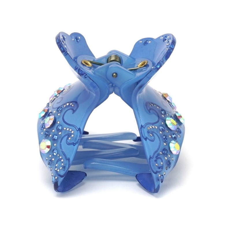 Заколка-краб для волос из французского пластика со стразами (8470) вариант 07