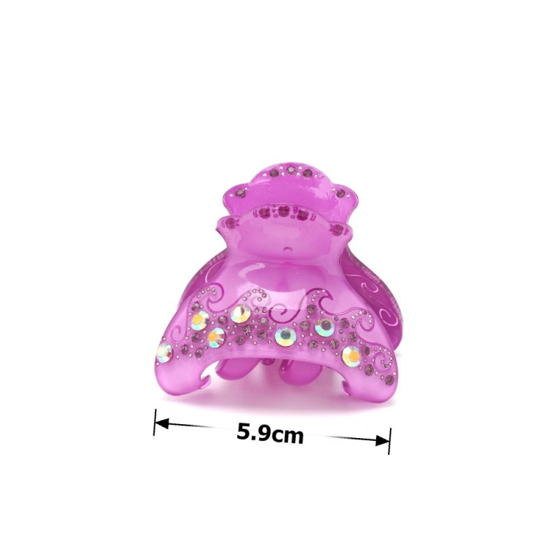 Заколка-краб для волос из французского пластика со стразами (8470) вариант 08