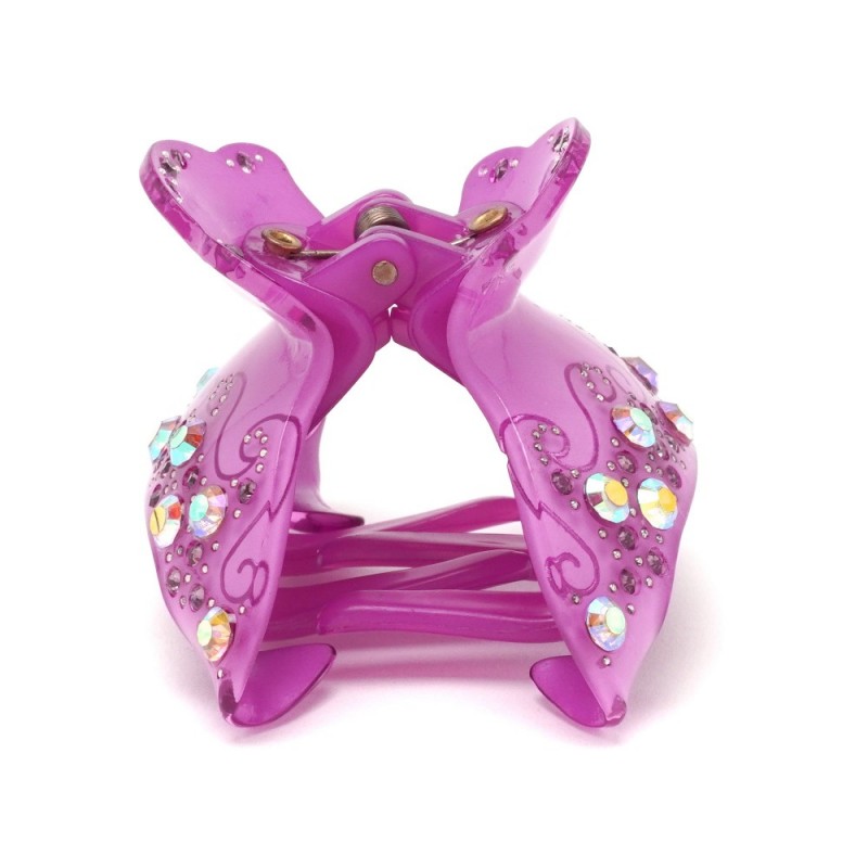 Заколка-краб для волос из французского пластика со стразами (8470) вариант 08