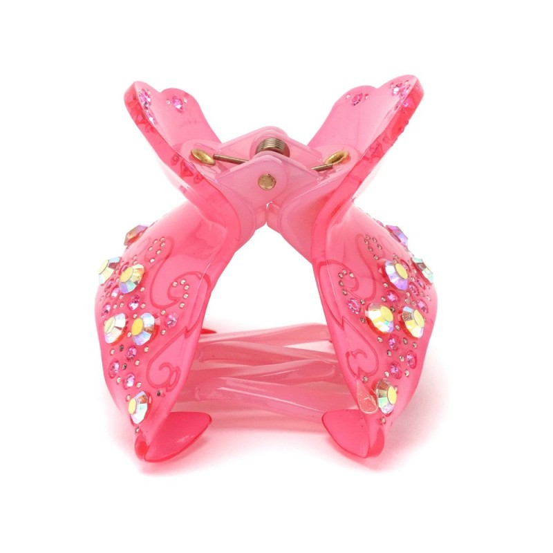 Заколка-краб для волос из французского пластика со стразами (8470) вариант 09