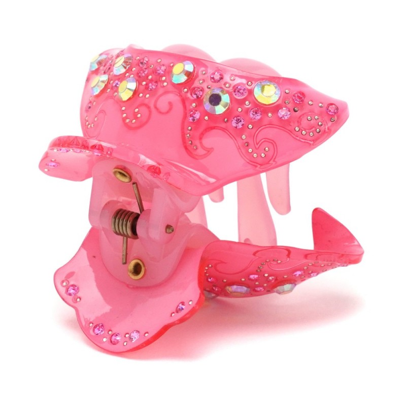 Заколка-краб для волос из французского пластика со стразами (8470) вариант 09